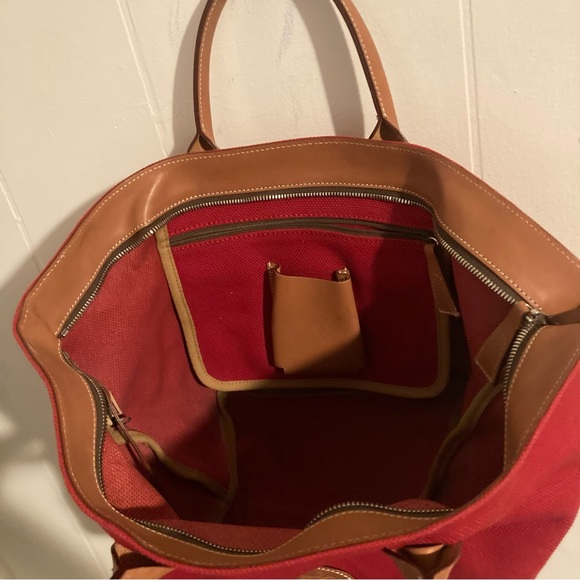 Dooney & Bourke Vintage Red Canvas Tote Bag - Picture 12 of 12